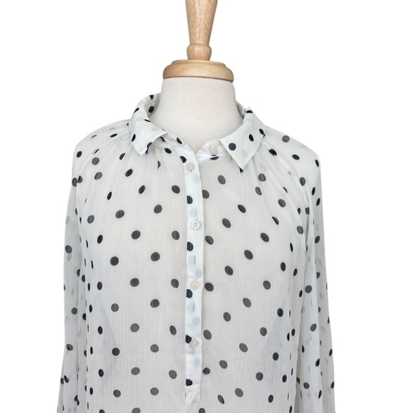 Joe Fresh Blouse Womens White Block
Polka Dot Sheer 3/4 Sleeve Size XL - Picture 2 of 8